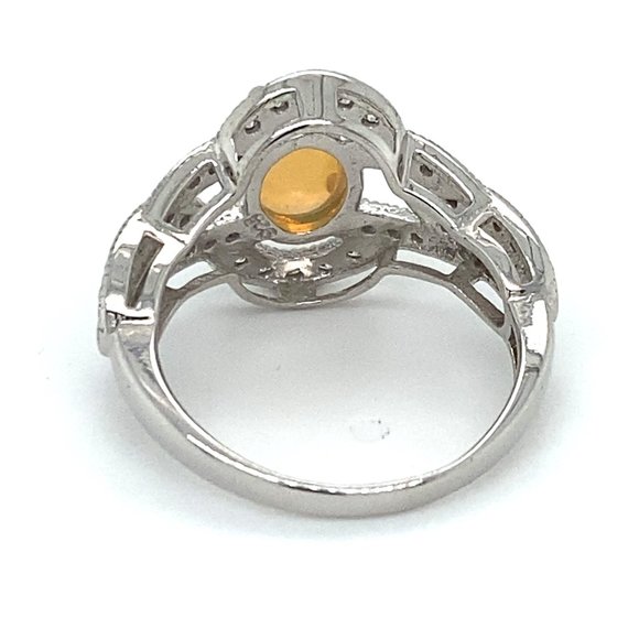 Precious Opal 1.40ct Platinum Finish Silver Ring - Picture 5 of 7